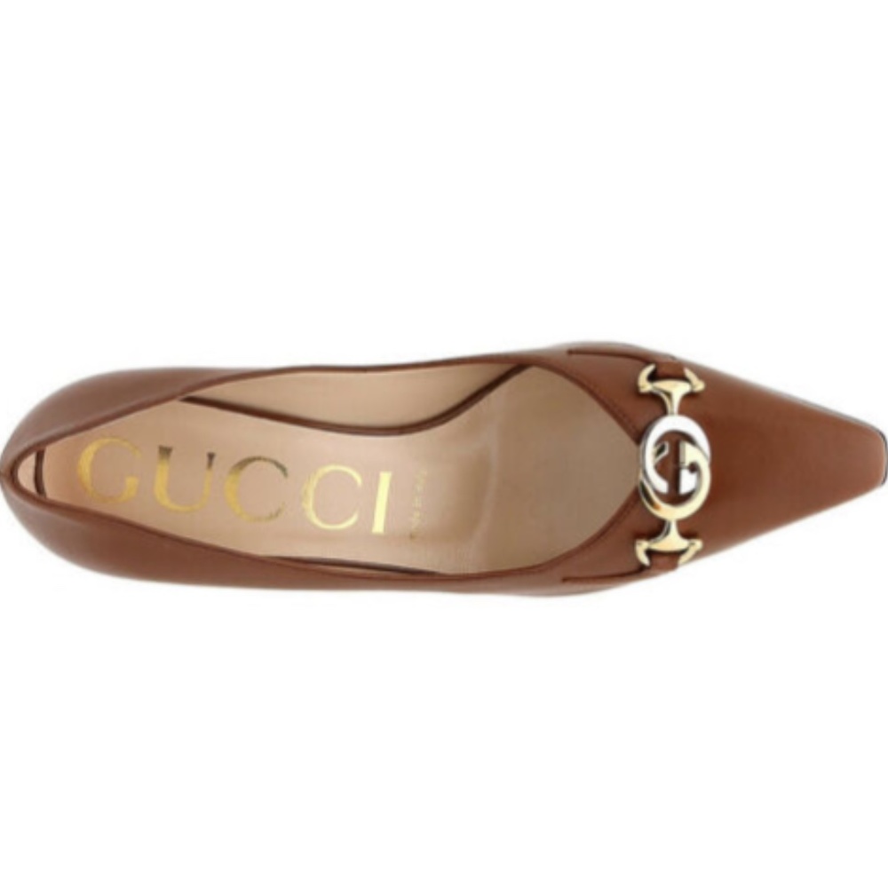 NIB Gucci Zumi 75 Pump Cognac Leather Pumps - Picture 5 of 12